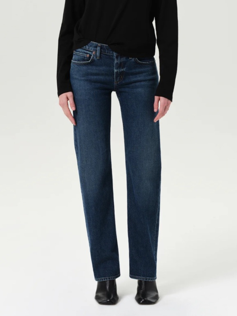 Agolde Straight Leg Jeans in Dark Blue